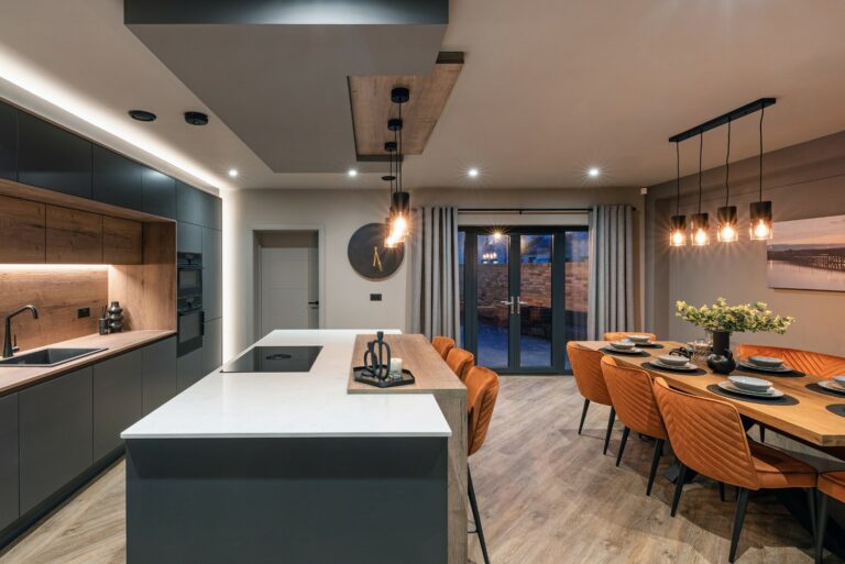 Kitchen and dining area at Marina West holiday home