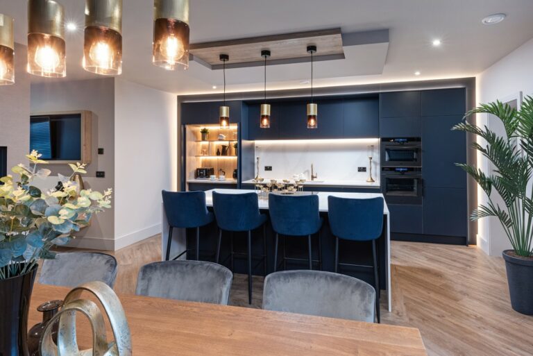 Modern kitchen and dining area at Marina West holiday home
